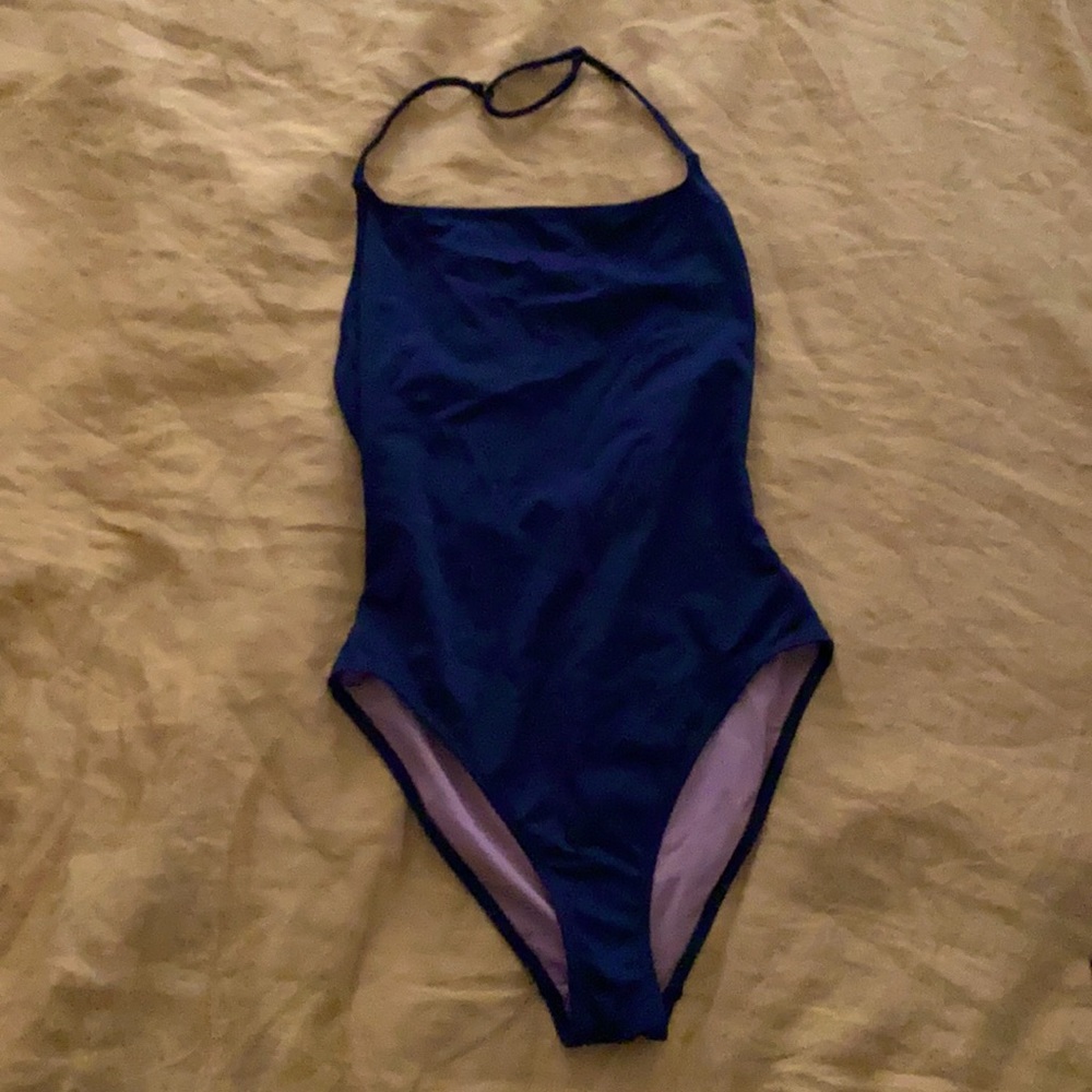 Nu swim black halter one piece bathing suit M